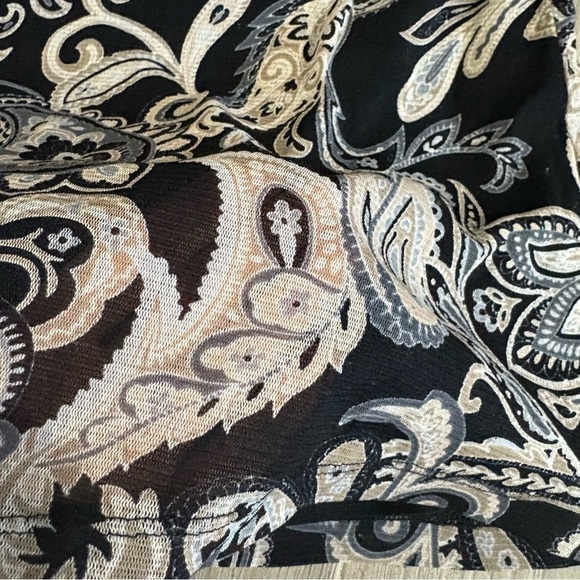 Croft & Barrow Black Beige Paisley Blouse 3/4 Sleeve Sz S Classic Boho Stretch - Picture 8 of 10